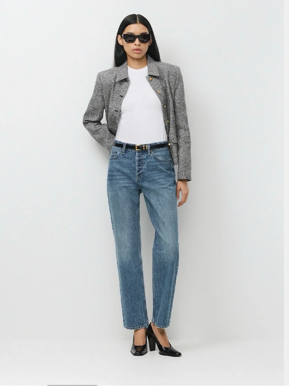 Aritzia Legendary Solid Brass Leather Slim Belt